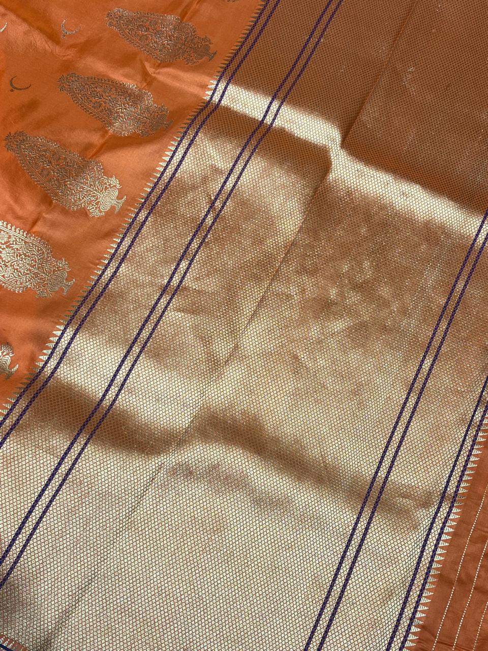 ORANGE MULBERRY SILK PURE HANDLOOM PAITHANI SAREE