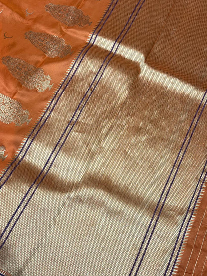 ORANGE MULBERRY SILK PURE HANDLOOM PAITHANI SAREE
