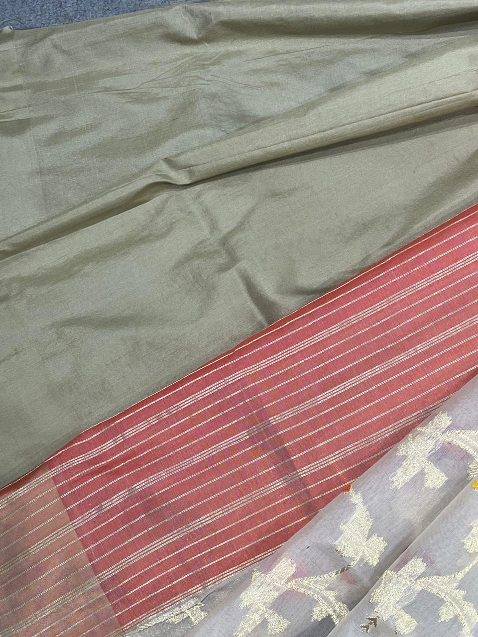 ORANGE SILK PURE HANDLOOM BANARASI SAREE