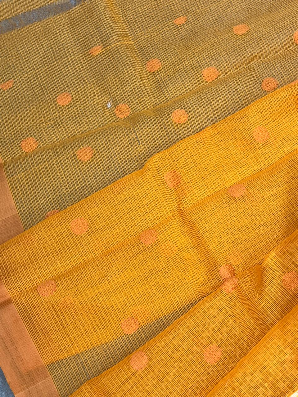 ORANGE PURE HANDLOOM KOTA DORIYA SAREE