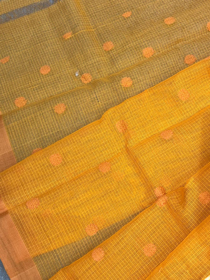 ORANGE PURE HANDLOOM KOTA DORIYA SAREE