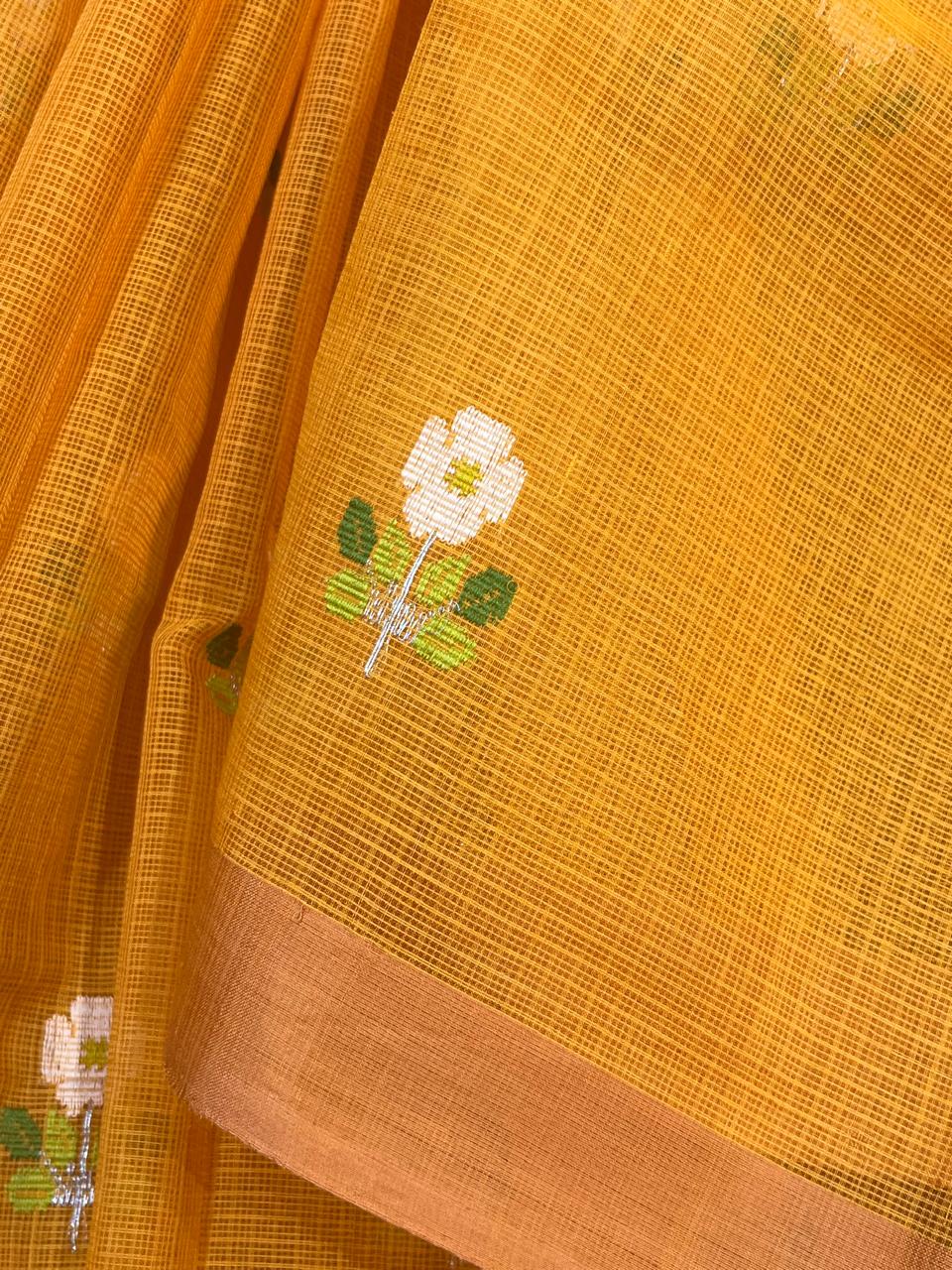 ORANGE PURE HANDLOOM KOTA DORIYA SAREE