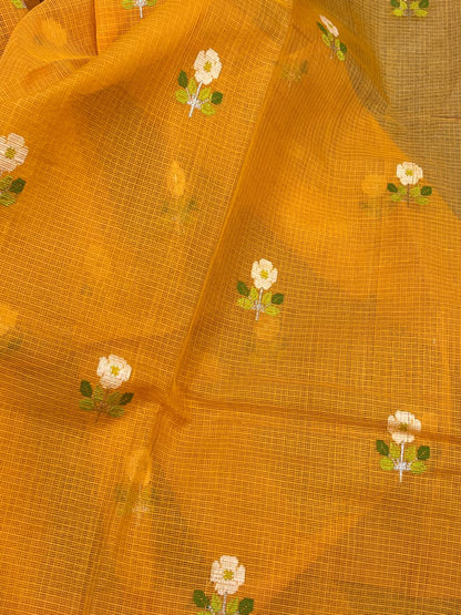 ORANGE PURE HANDLOOM KOTA DORIYA SAREE