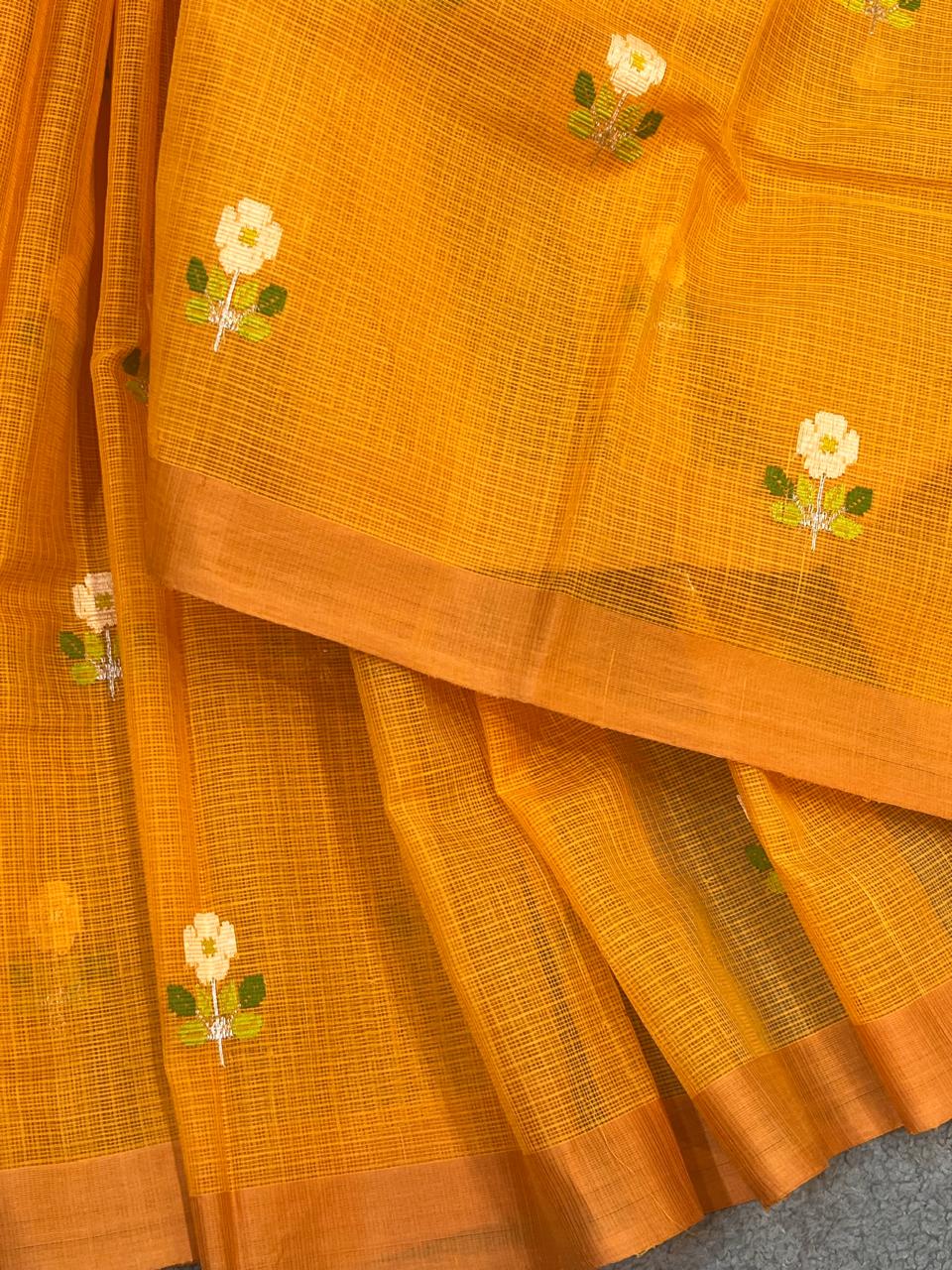 ORANGE PURE HANDLOOM KOTA DORIYA SAREE