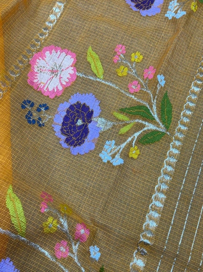 ORANGE PURE HANDLOOM KOTA DORIYA SAREE