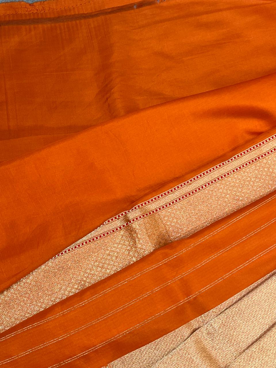 ORANGE KATAN TISSUE PURE HANDLOOM BANARASI SAREE