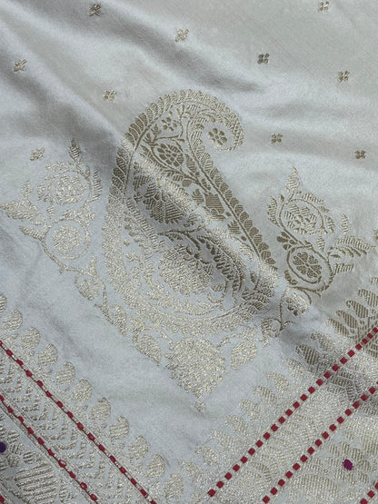 IVORY SILK PURE HANDLOOM BANARASI SAREE