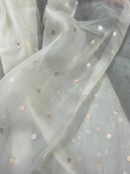WHITE KORA PURE HANDLOOM BANARASI SAREE