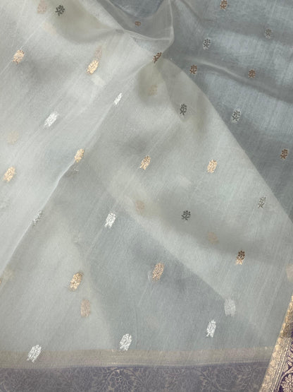 WHITE KORA PURE HANDLOOM BANARASI SAREE