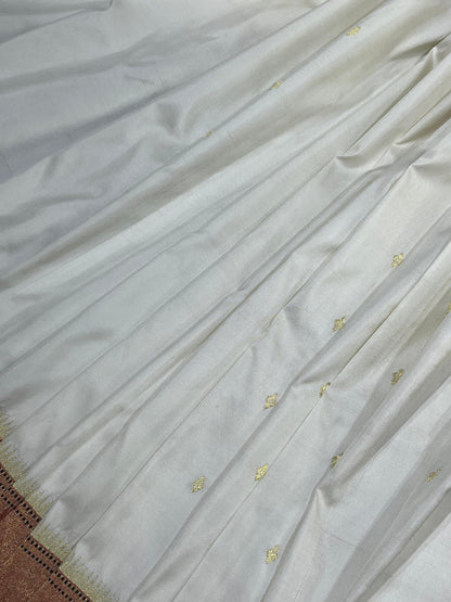 WHITE SILK PURE HANDLOOM PAITHANI SAREE