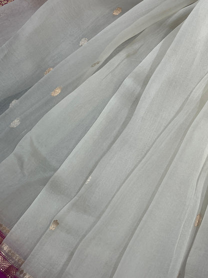 WHITE KORA PURE HANDLOOM BANARASI SAREE