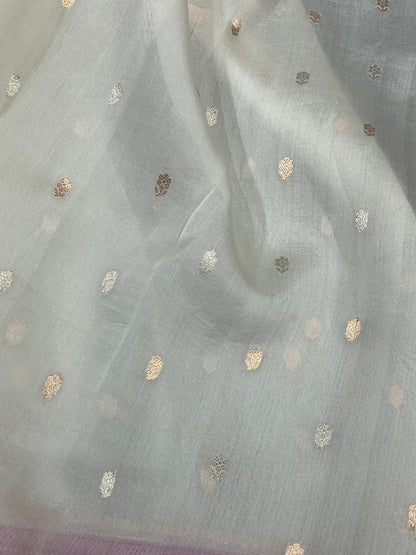 WHITE KORA PURE HANDLOOM BANARASI SAREE