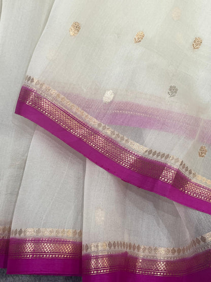 WHITE KORA PURE HANDLOOM BANARASI SAREE