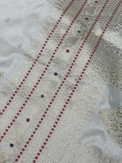 IVORY SILK PURE HANDLOOM BANARASI SAREE