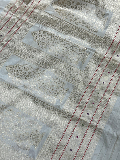 IVORY SILK PURE HANDLOOM BANARASI SAREE