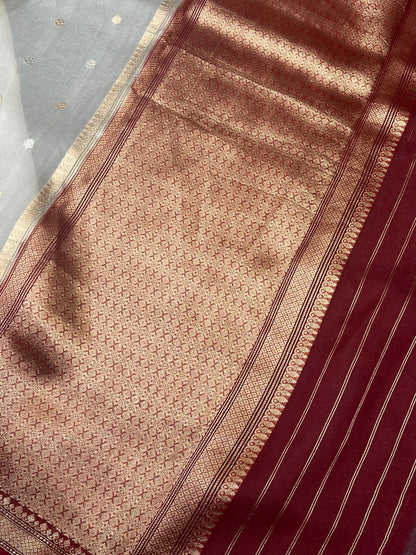 WHITE KORA PURE HANDLOOM BANARASI SAREE