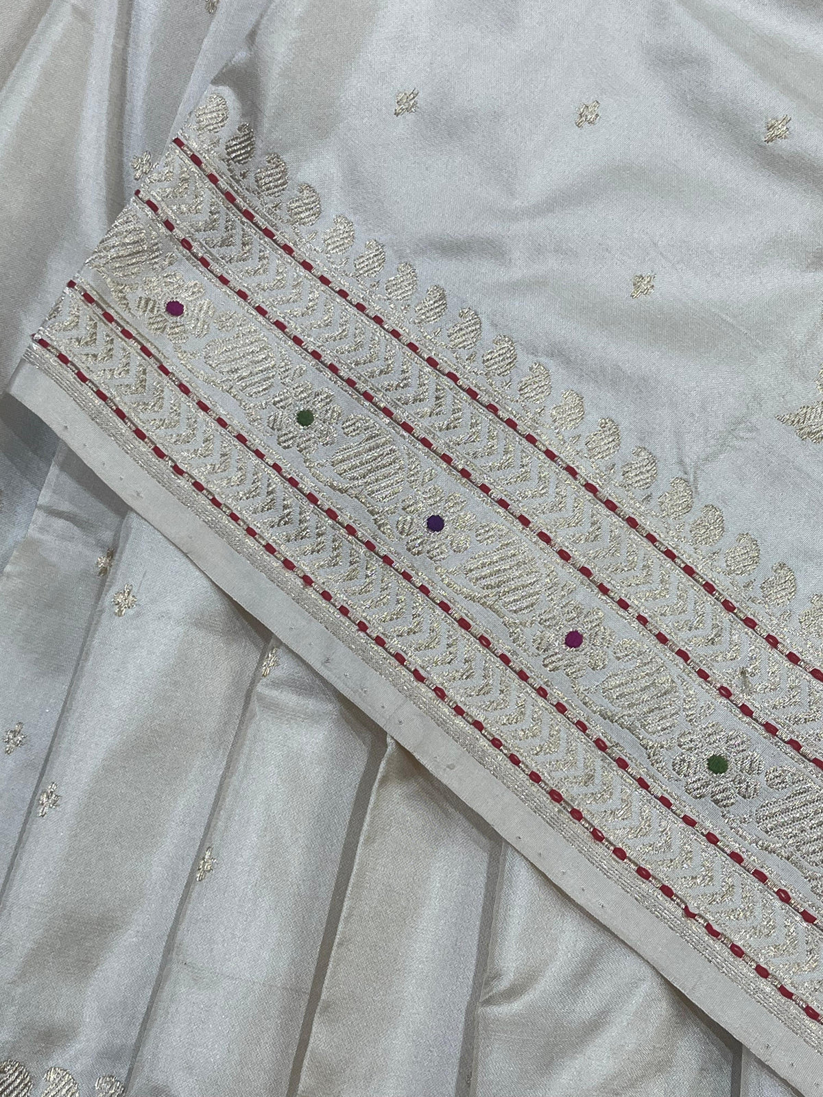 IVORY SILK PURE HANDLOOM BANARASI SAREE