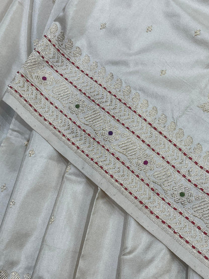 IVORY SILK PURE HANDLOOM BANARASI SAREE