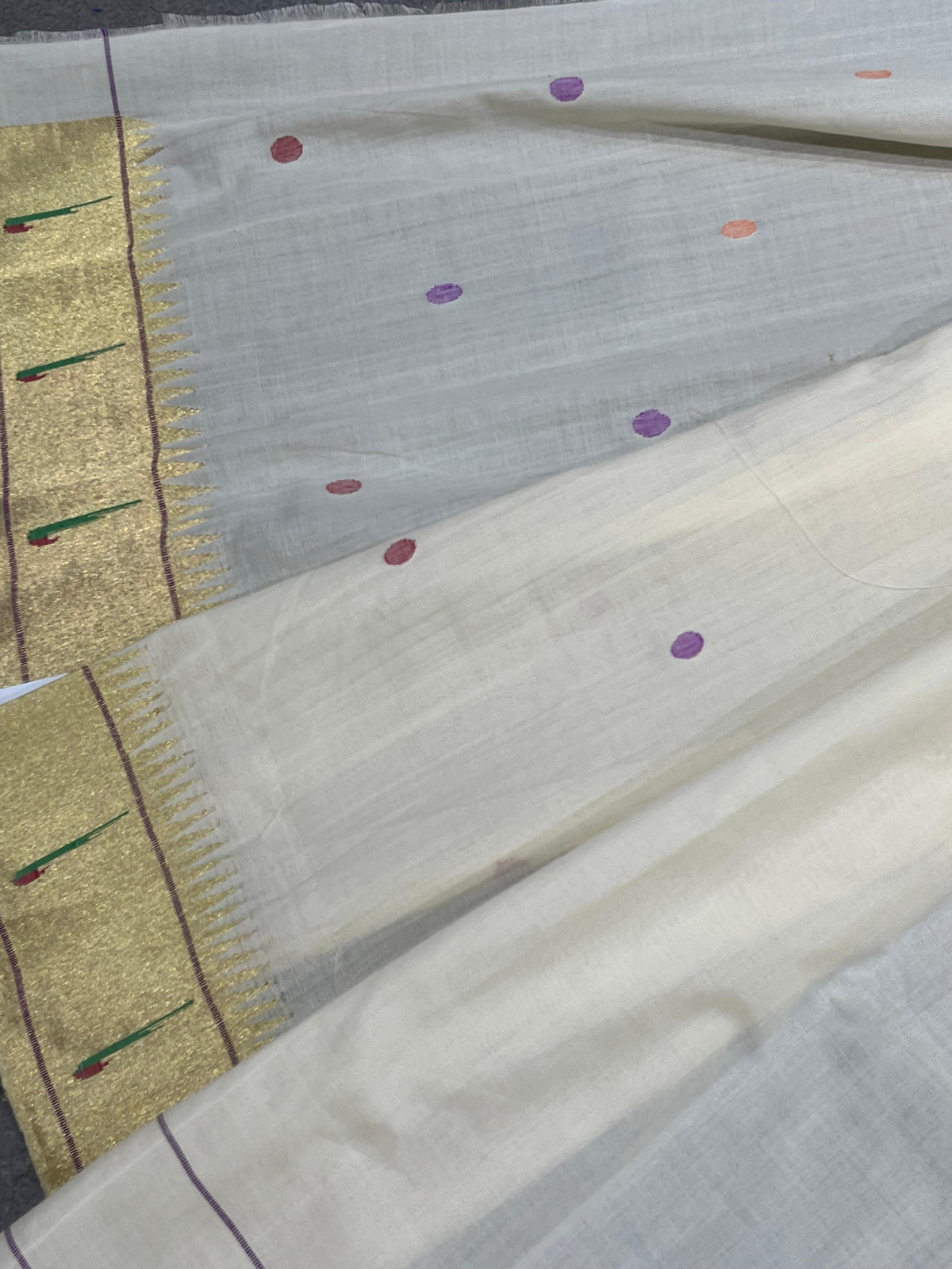 IVORY COTTON PURE HANDLOOM PAITHANI SAREE