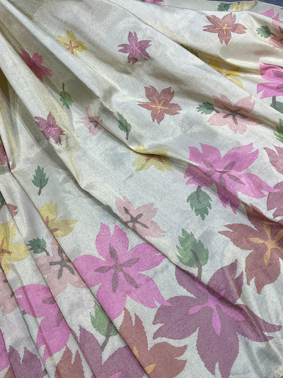 IVORY TISSUE PURE HANDLOOM PAITHANI SAREE