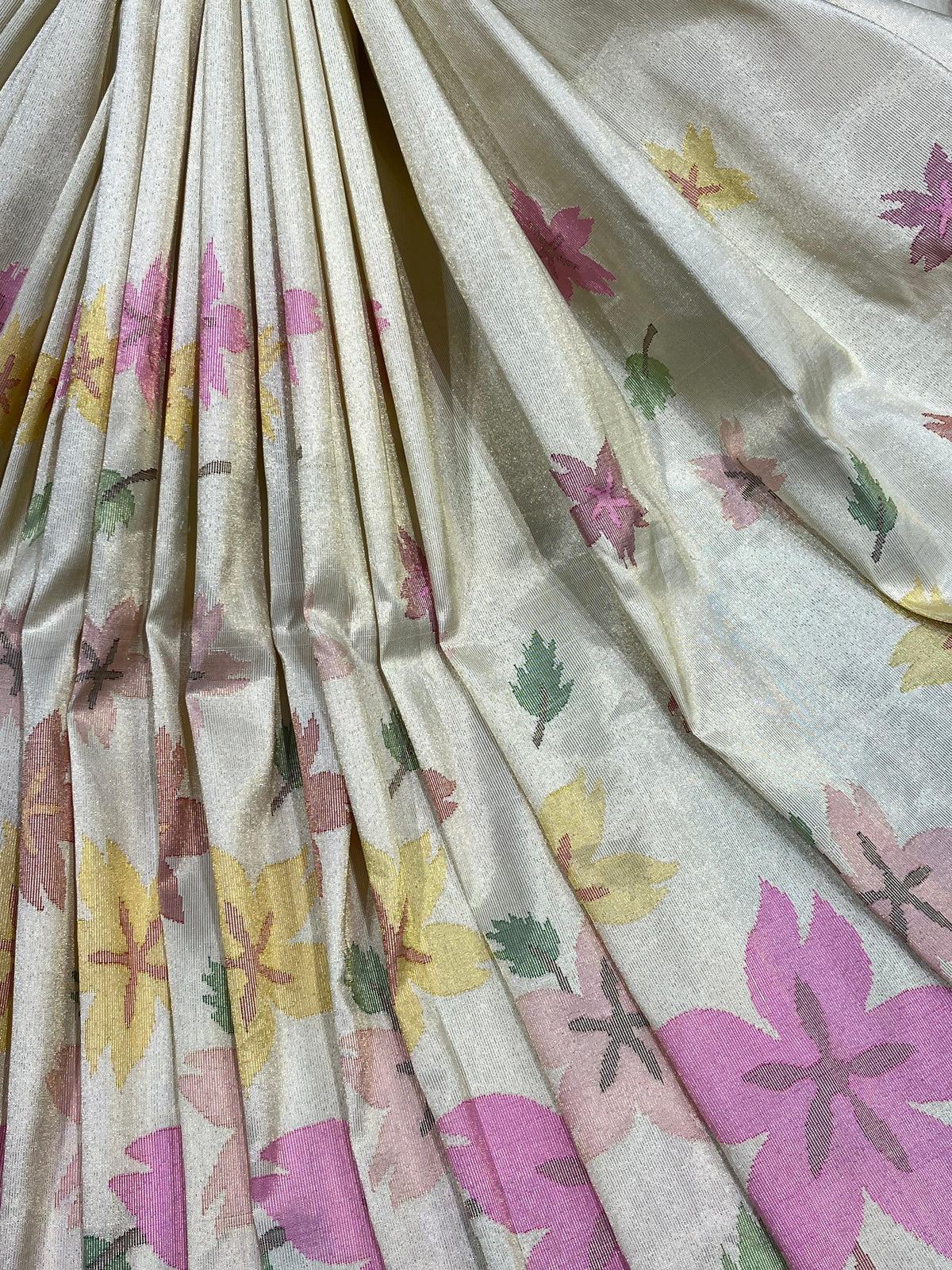 IVORY TISSUE PURE HANDLOOM PAITHANI SAREE