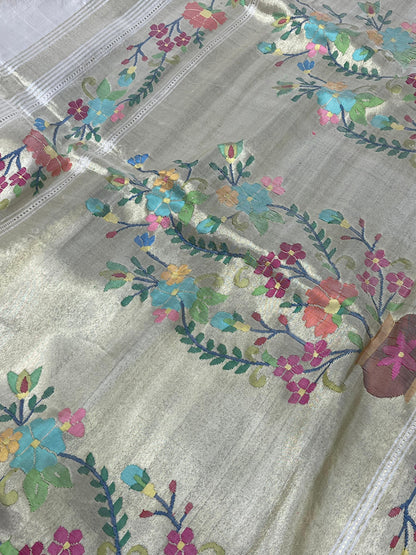 IVORY SILK PURE HANDLOOM PAITHANI SAREE