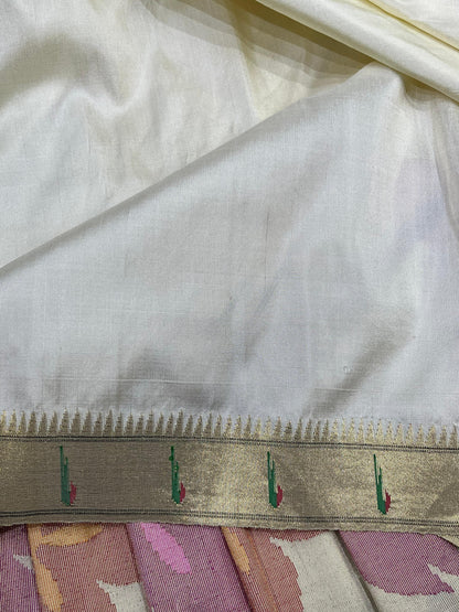 IVORY TISSUE PURE HANDLOOM PAITHANI SAREE