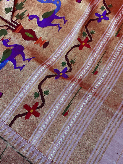IVORY SILK PURE HANDLOOM PAITHANI SAREE