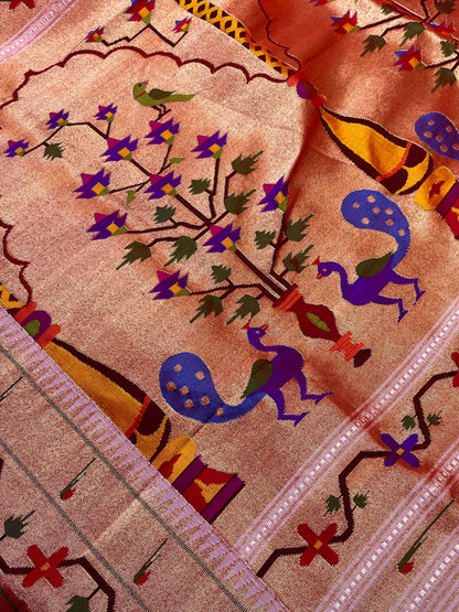 IVORY SILK PURE HANDLOOM PAITHANI SAREE