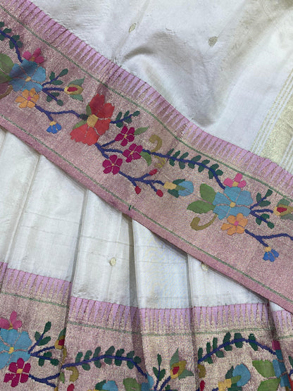 IVORY SILK PURE HANDLOOM PAITHANI SAREE