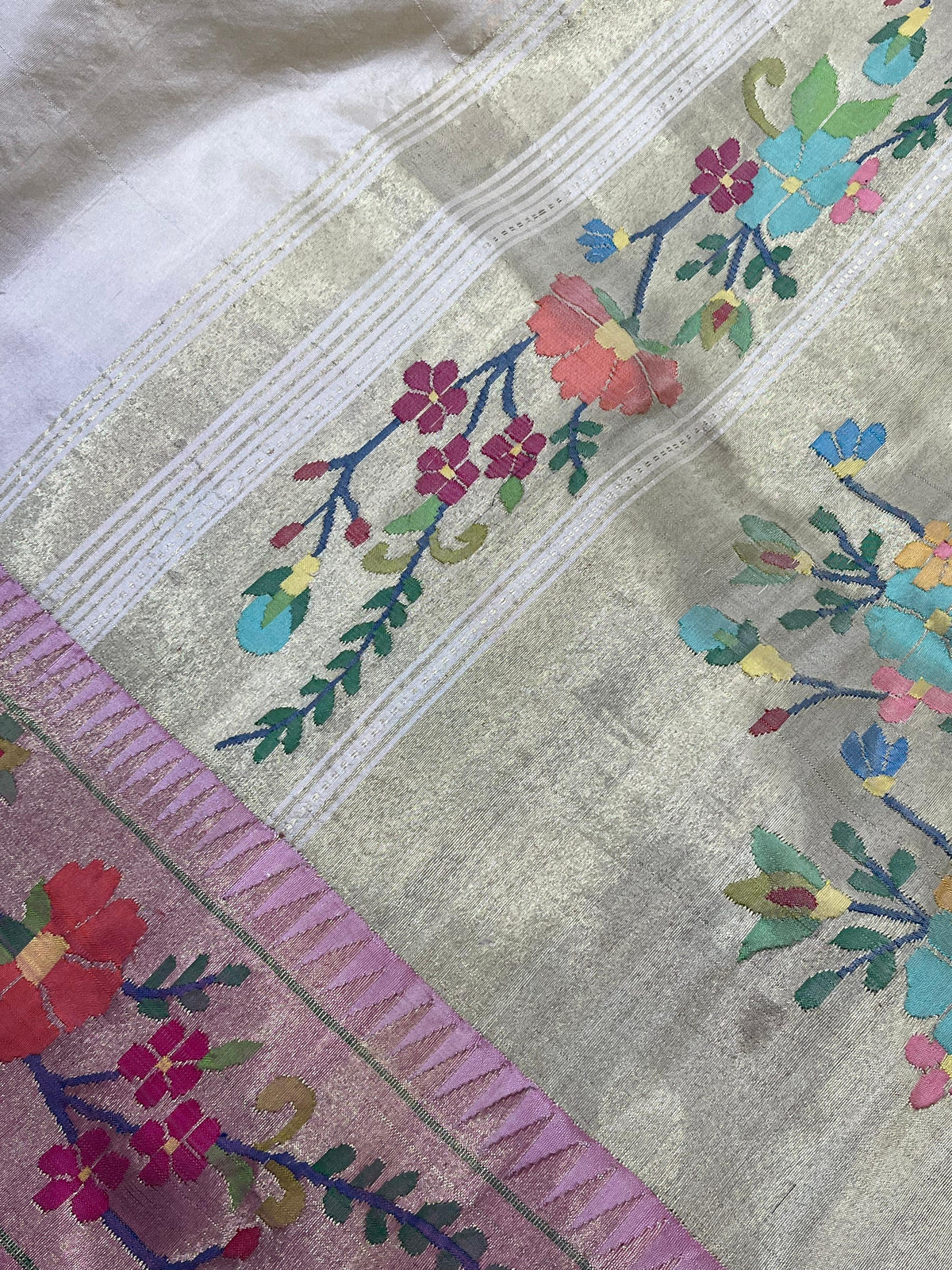 IVORY SILK PURE HANDLOOM PAITHANI SAREE