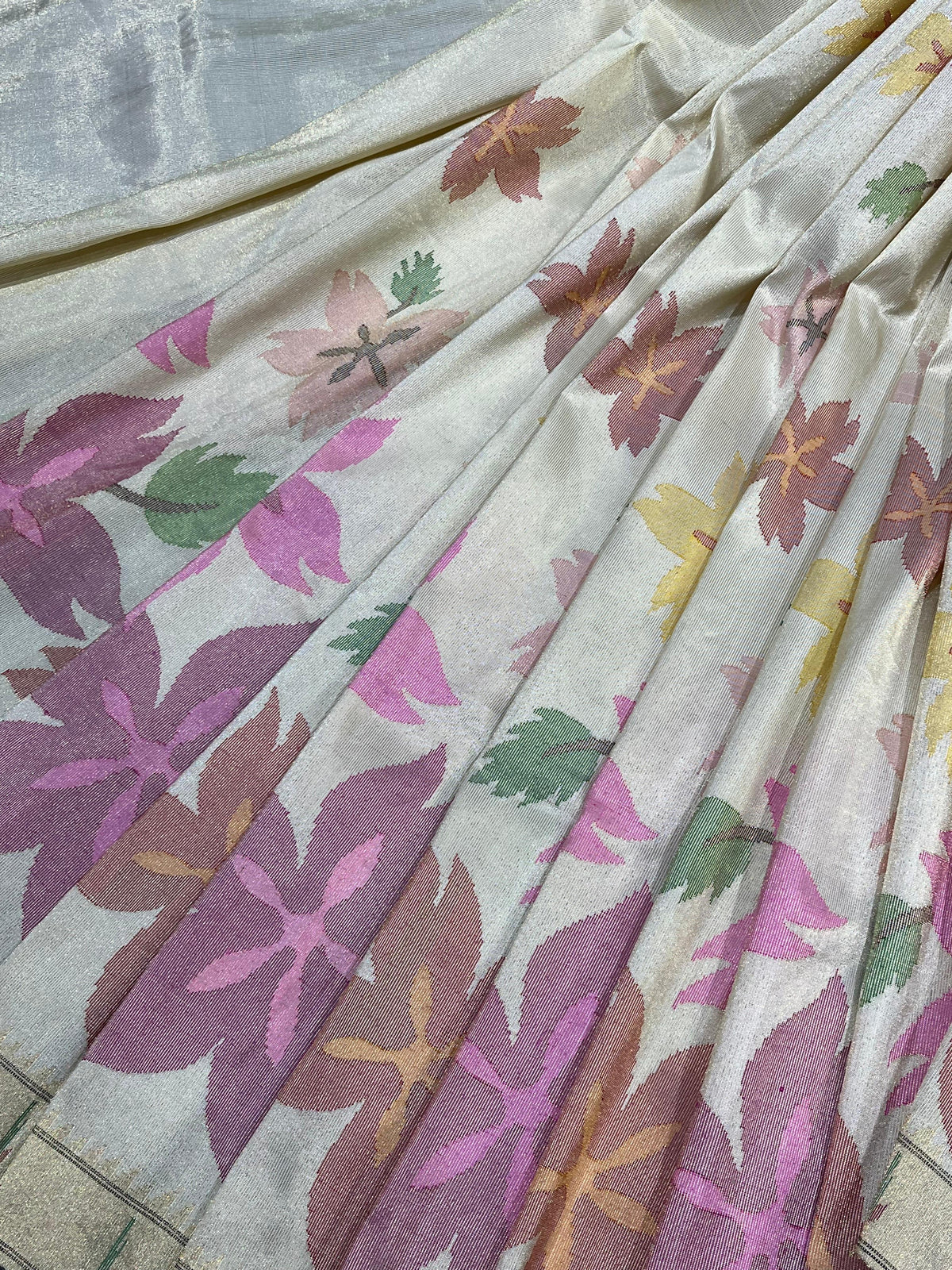 IVORY TISSUE PURE HANDLOOM PAITHANI SAREE