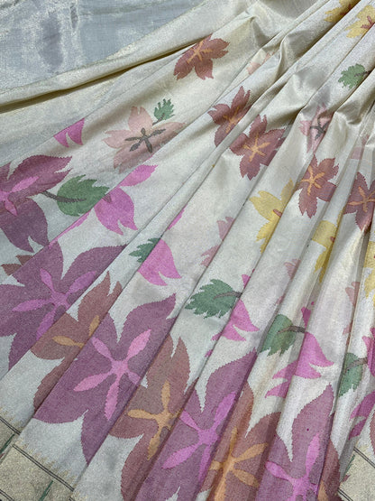 IVORY TISSUE PURE HANDLOOM PAITHANI SAREE