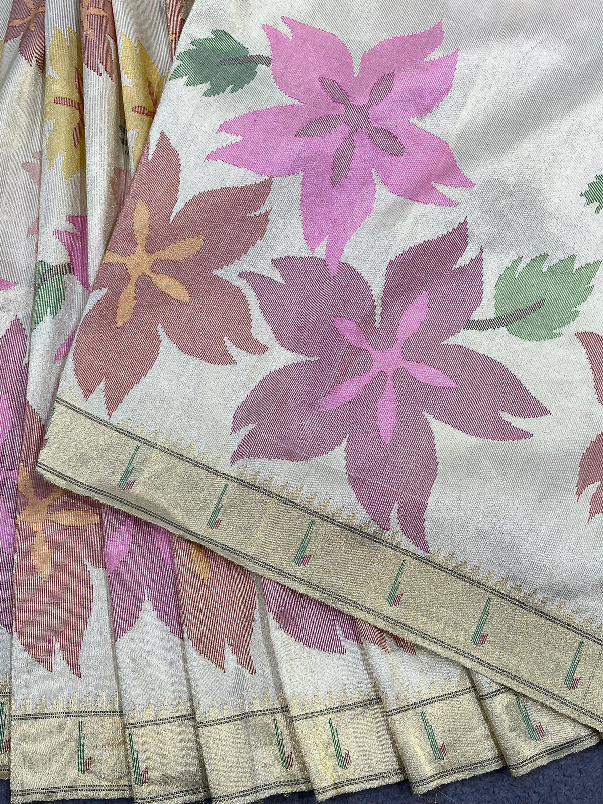 IVORY TISSUE PURE HANDLOOM PAITHANI SAREE