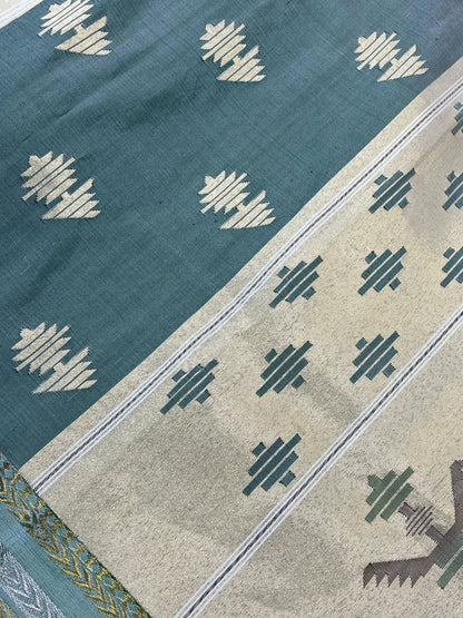IVORY SILK PURE HANDLOOM PAITHANI SAREE