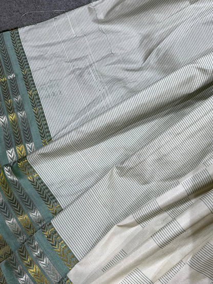 IVORY SILK PURE HANDLOOM PAITHANI SAREE