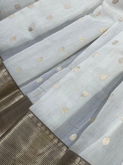 IVORY MUL COTTON PURE HANDLOOM CHANDERI SAREE