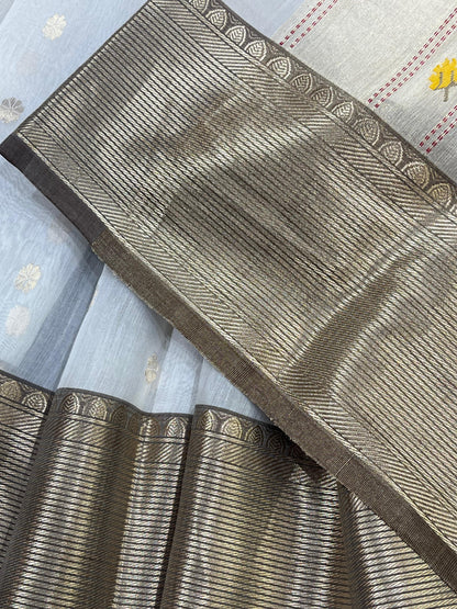 IVORY MUL COTTON PURE HANDLOOM CHANDERI SAREE