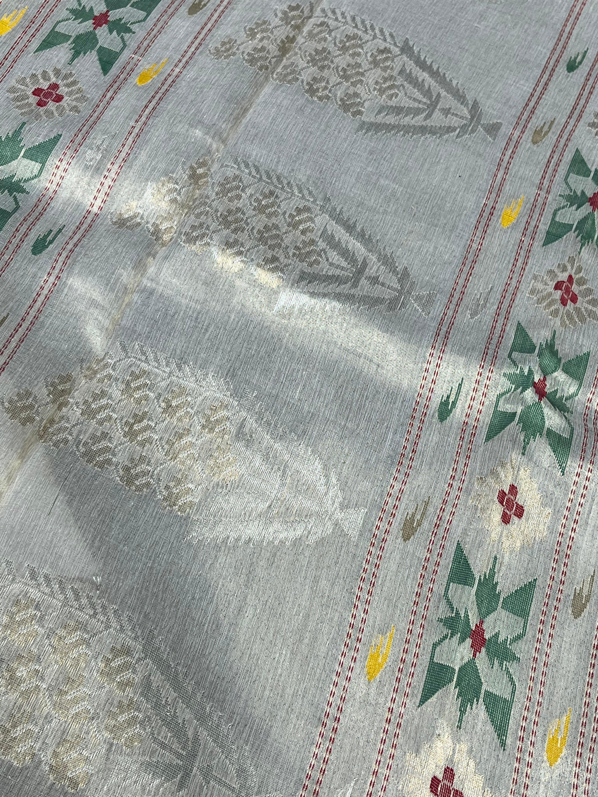 IVORY MUL COTTON PURE HANDLOOM CHANDERI SAREE