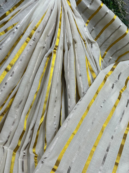 WHITE COTTON PURE HANDLOOM KERALA COTTON SAREE