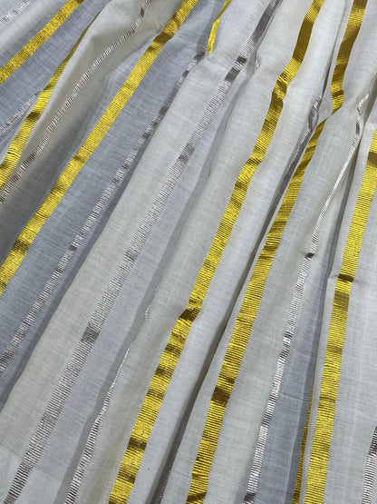 WHITE COTTON PURE HANDLOOM KERALA COTTON SAREE