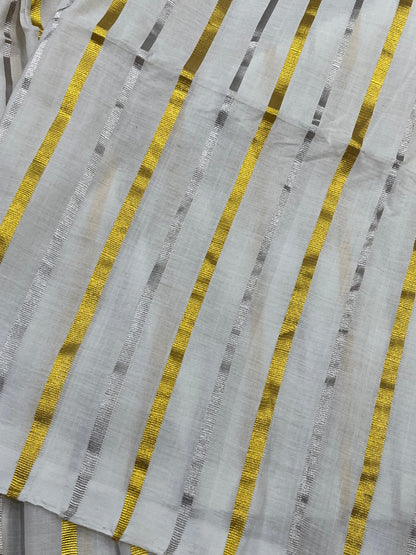 WHITE COTTON PURE HANDLOOM KERALA COTTON SAREE