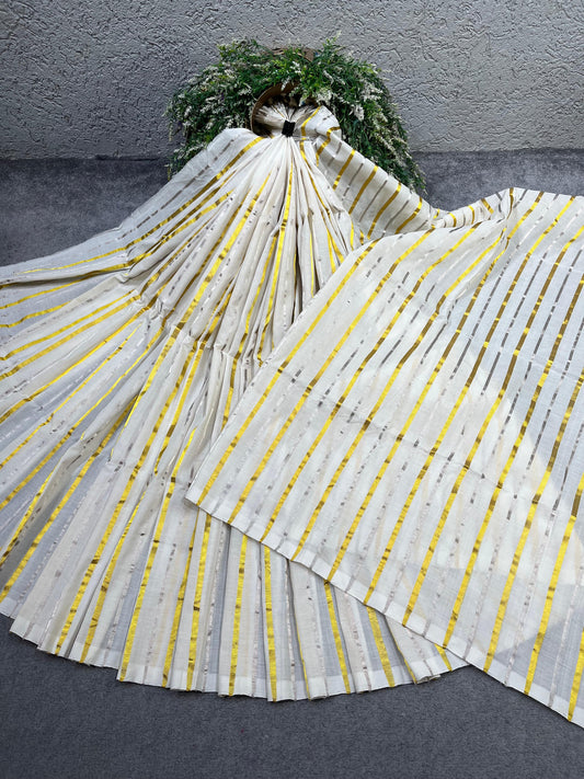 WHITE COTTON PURE HANDLOOM KERALA COTTON SAREE