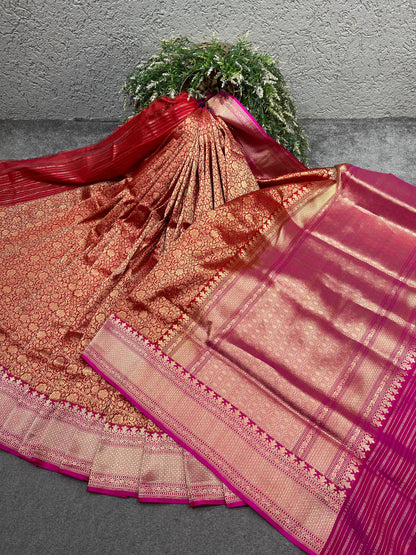 RED TISSUE PURE HANDLOOM BANARASI SAREE