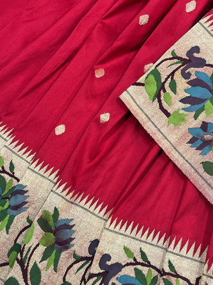 RED SILK PURE HANDLOOM PAITHANI SAREE
