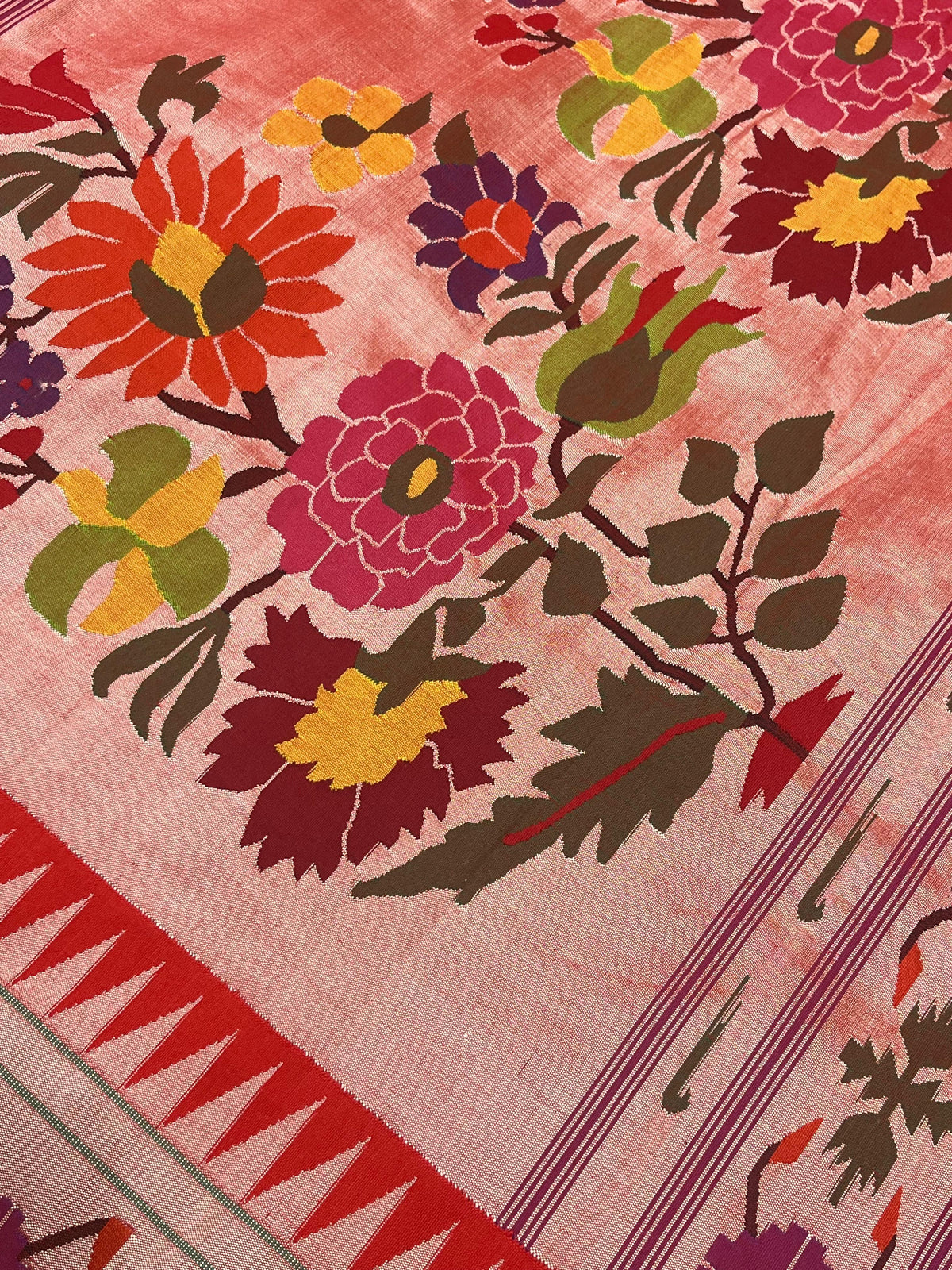 RED COTTON PURE HANDLOOM PAITHANI SAREE