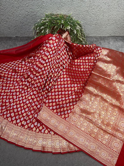 RED SILK PURE HANDLOOM BANARASI SAREE