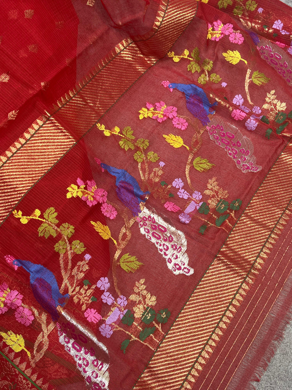RED PURE HANDLOOM REAL JARI KOTA DORIYA SAREE