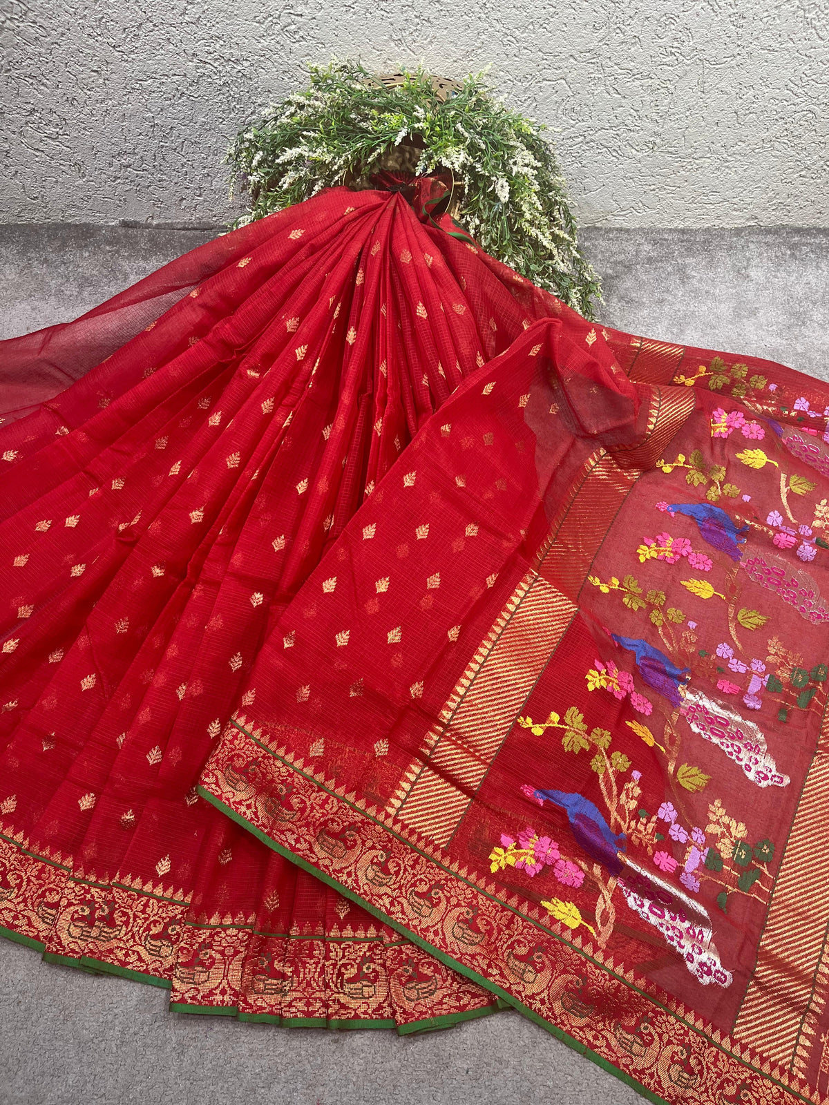 RED PURE HANDLOOM REAL JARI KOTA DORIYA SAREE