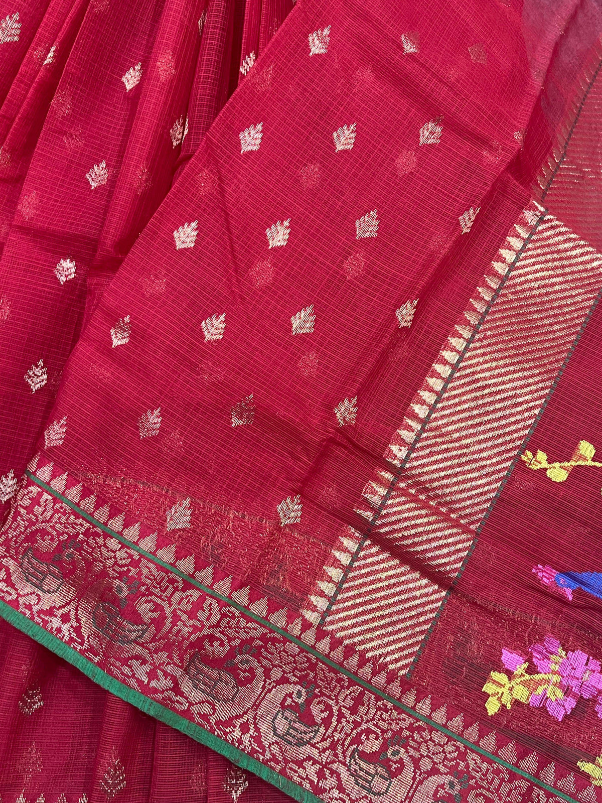 RED PURE HANDLOOM REAL JARI KOTA DORIYA SAREE
